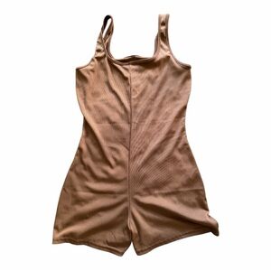Tan Ribbed Sleeveless Romper